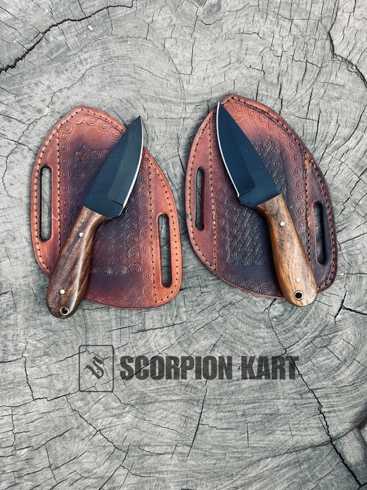 Stainless Steel Black Coat Knife with Free Leather Sheath | Perfect for Camping, Hiking, and Outdoor Adventures - Premium best Happy Valentine Day gift from SCORPION KART - Just $63.54! Shop now at SCORPION KART