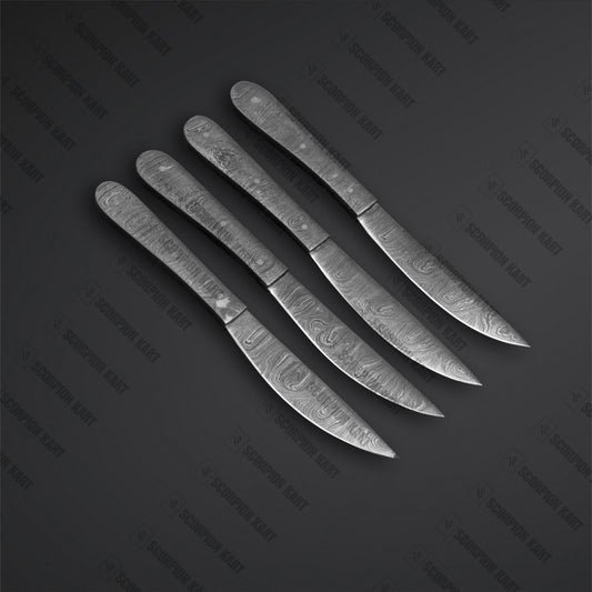 Steak knives set of 4PCS fully Damascus steel - Premium best Happy Valentine Day gift from SCORPION KART - Just $150! Shop now at SCORPION KART