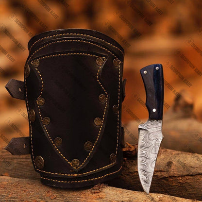 Damascus knife with Leather Claw Cuff Bracelet: A Stylish and Functional Way to Protect Yourself - Premium best Happy Valentine Day gift from SCORPION KART - Just $110! Shop now at SCORPION KART