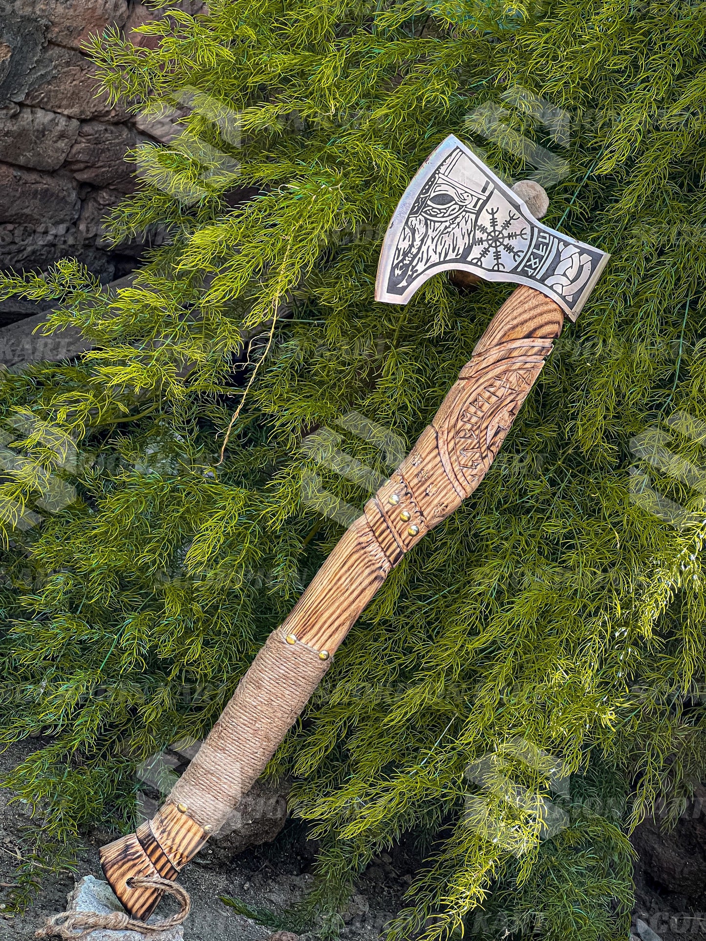 Custom Engraved Vegvisir Viking Axe: Unique Gift for Wedding Anniversary, Birthday | Bushcraft Throwing Odin Axe for Men and Women - Premium best Happy Valentine Day gift from SCORPION KART - Just $99.50! Shop now at SCORPION KART