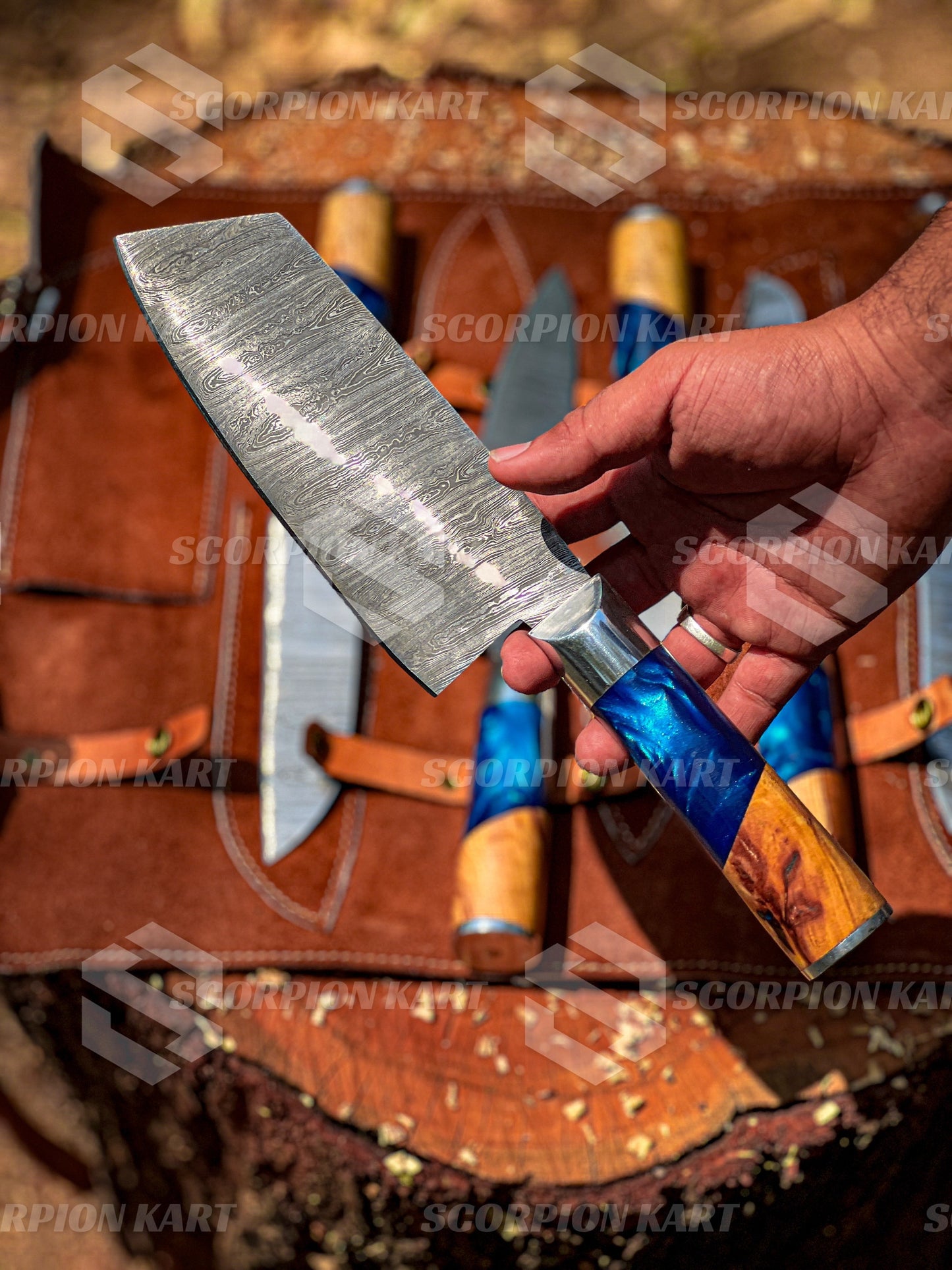 Handmade Damascus Chef Knife Set, 6 Pieces Damascus Steel Chef Knife Set, Kitchen Knife Set with Leather Cover - Premium best Happy Valentine Day gift from SCORPION KART - Just $250! Shop now at SCORPION KART
