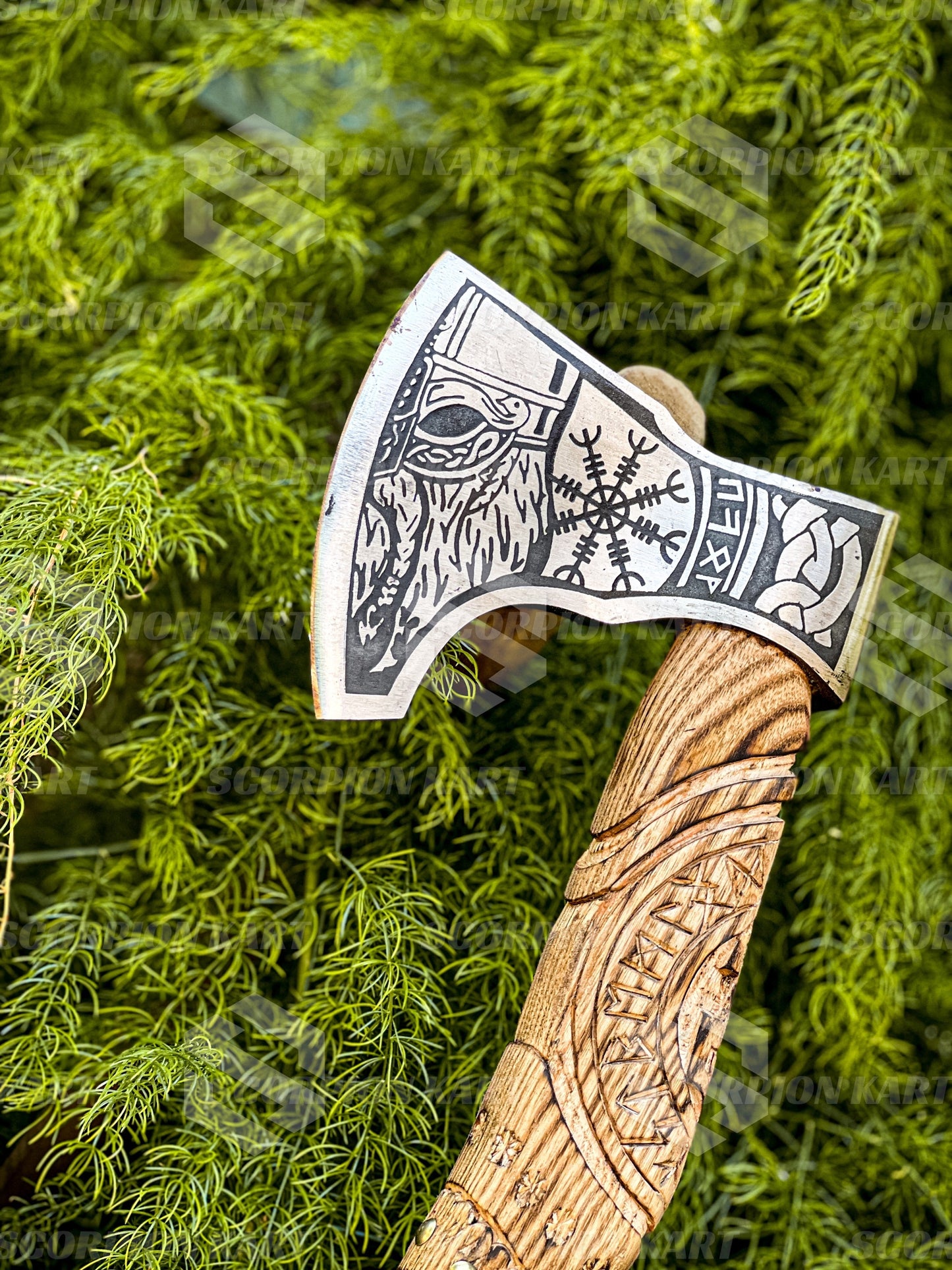 Custom Engraved Vegvisir Viking Axe: Unique Gift for Wedding Anniversary, Birthday | Bushcraft Throwing Odin Axe for Men and Women - Premium best Happy Valentine Day gift from SCORPION KART - Just $99.50! Shop now at SCORPION KART