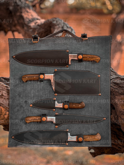 Premium 5-Piece Henkel Rosewood + Special Burl Pro Chef's Knife Set - The Ultimate Kitchen Essential for Autumn, Thanksgiving, and Christmas Gift-Giving Season - Premium best Happy Valentine Day gift from SCORPION KART - Just $160! Shop now at SCORPION KART
