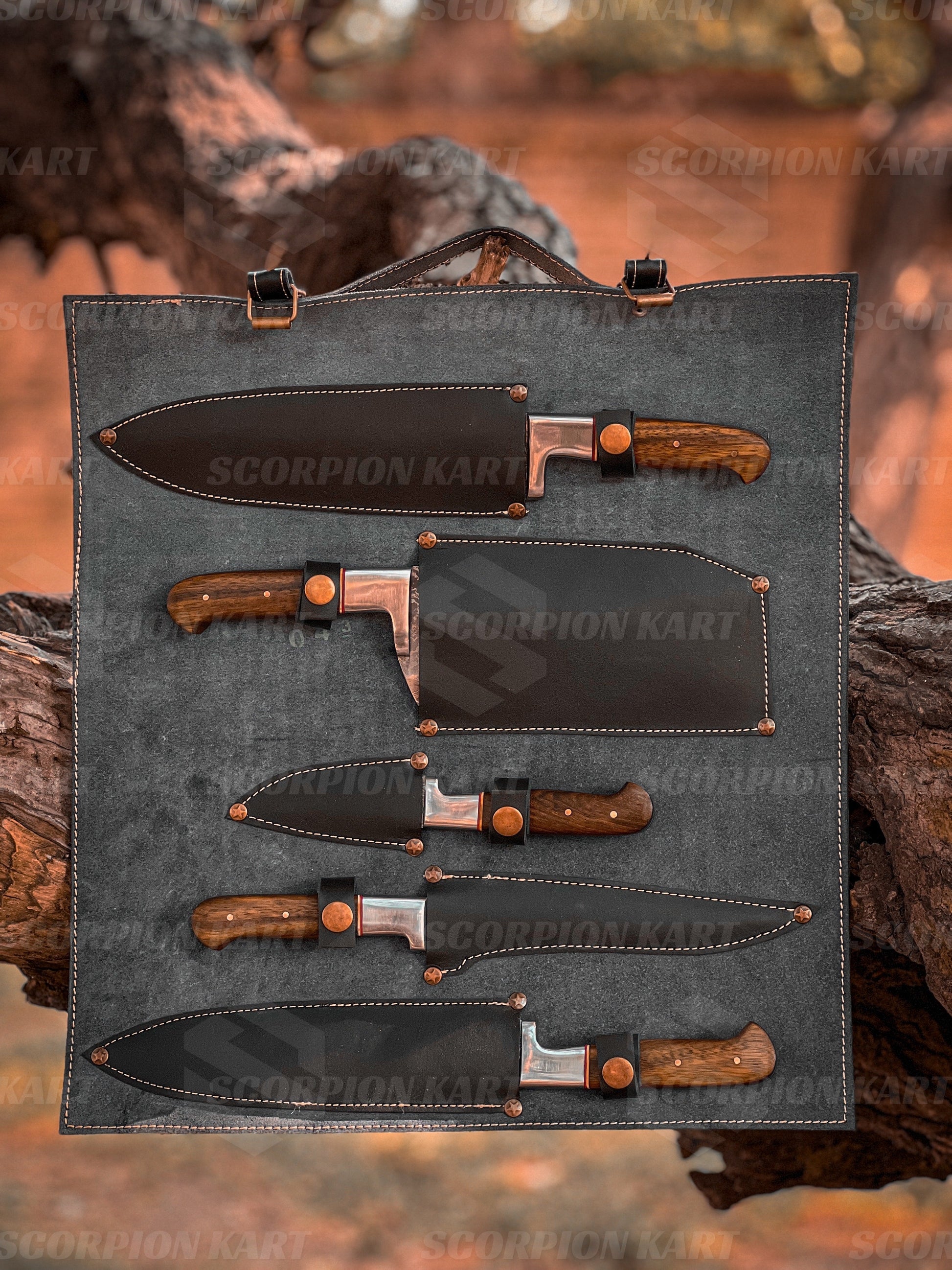 5-Piece Henkel Rosewood + Special Burl Pro Chef's Knife Set - Elevate Your Culinary Experience this Autumn and Perfect for Thanksgiving & Christmas Gifting - Premium best Happy Valentine Day gift from SCORPION KART - Just $170! Shop now at SCORPION KART