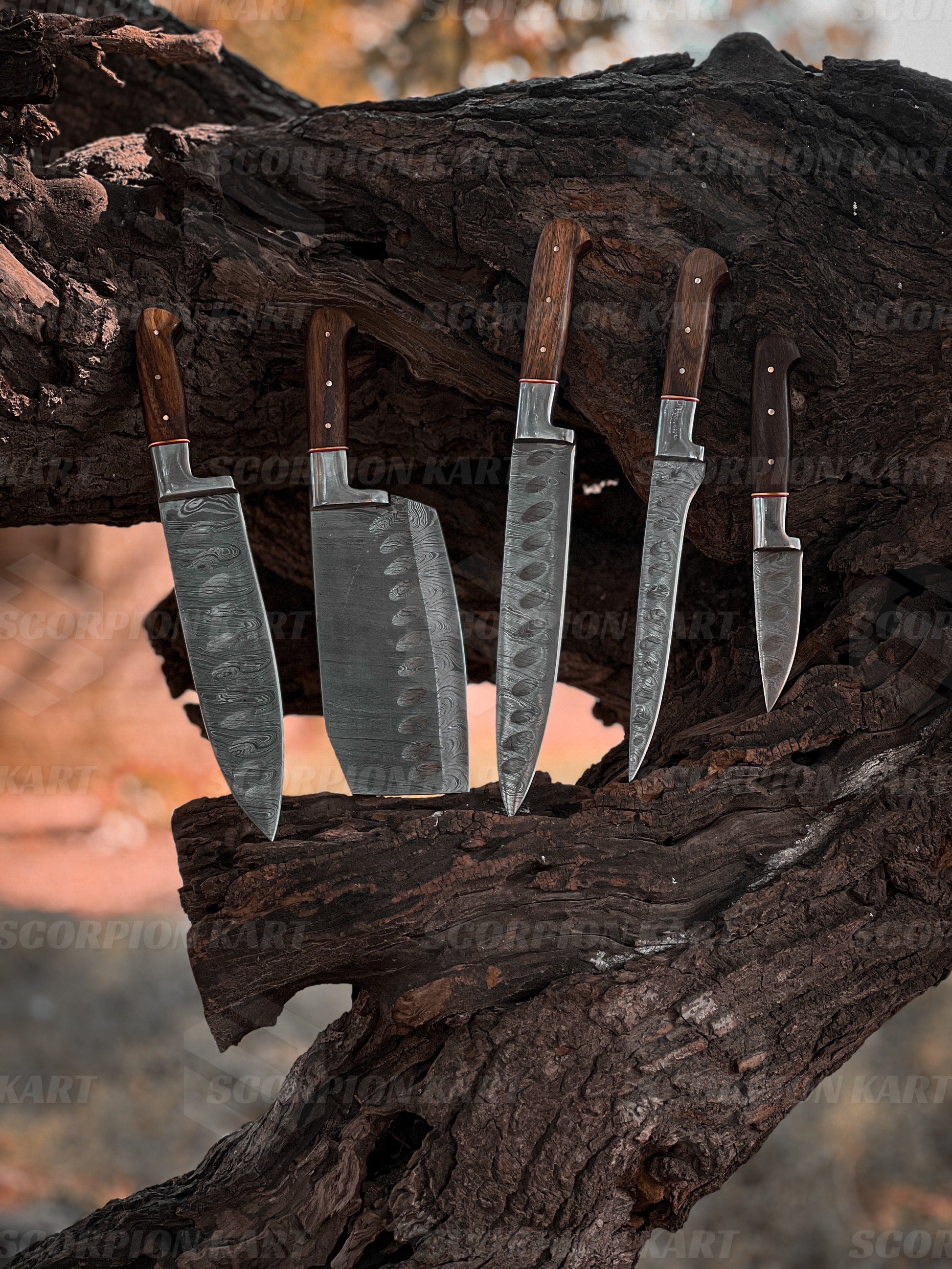 Premium 5-Piece Henkel Rosewood + Special Burl Pro Chef's Knife Set - The Ultimate Kitchen Essential for Autumn, Thanksgiving, and Christmas Gift-Giving Season - Premium best Happy Valentine Day gift from SCORPION KART - Just $160! Shop now at SCORPION KART