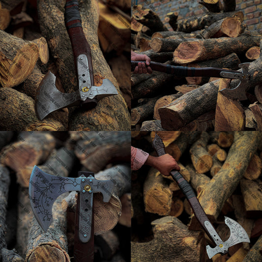 Exquisite Handmade Viking Axe: Carbon Steel God of War | Custom Norse Axe for Viking Hatching - Premium best Happy Valentine Day gift from SCORPION KART - Just $145! Shop now at SCORPION KART
