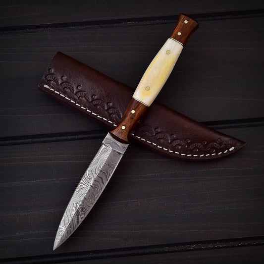 Damascus Toothpick knife with Free Leather Sheath - The Perfect Gift for Any Knife Enthusiast - Premium best Happy Valentine Day gift from SCORPION KART - Just $64.50! Shop now at SCORPION KART