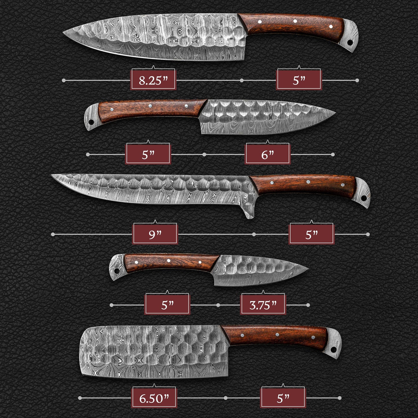 5 pcs Damascus Kitchen Knives Indoor-Outdoor BBQ Cooking Chef Set Knife Full Tang Wood Handle Cleaver Fillet Paring Knife Free Leather Roll - Premium best Happy Valentine Day gift from SCORPION KART - Just $130! Shop now at SCORPION KART
