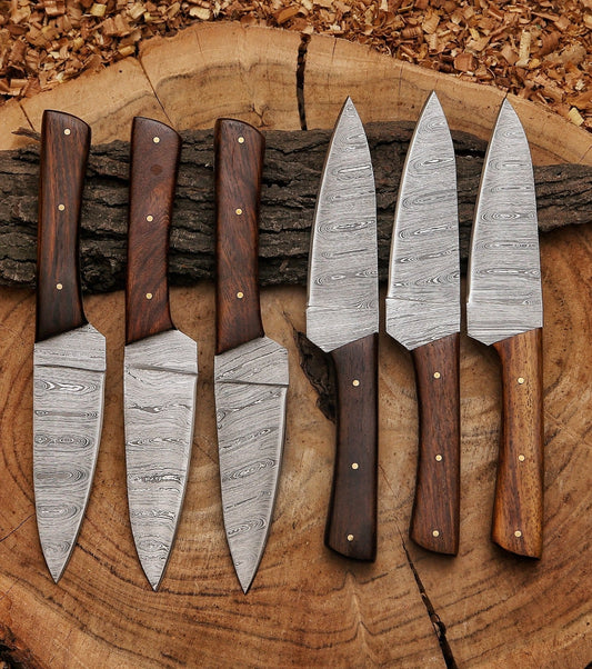 Exquisite Handmade Damascus Steel Steak Knives with Leather Sheath - Perfect Kitchen and BBQ Tools, Ideal Gift for Him, Unique Christmas or Anniversary Present - Premium best Happy Valentine Day gift from SCORPION KART - Just $150! Shop now at SCORPION KART