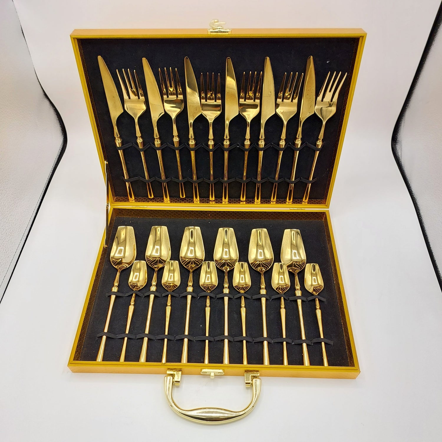 Premium Quality Golden Cutlery for 6 People - 24 Piece Set - Full Golden - Premium best Happy Valentine Day gift from SCORPION KART - Just $220! Shop now at SCORPION KART