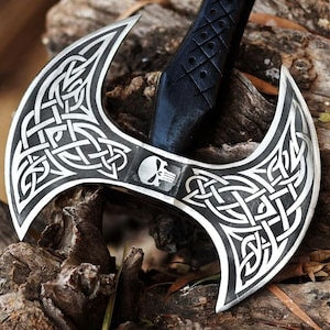 24" Hand Forged Viking Double Edge Axe, Battle Axe, War Axe, Axe With Sheath Outdoor Axe, Birthday Gift, Gift For Him - Premium best Happy Valentine Day gift from SCORPION KART - Just $140! Shop now at SCORPION KART