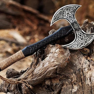 24" Hand Forged Viking Double Edge Axe, Battle Axe, War Axe, Axe With Sheath Outdoor Axe, Birthday Gift, Gift For Him - Premium best Happy Valentine Day gift from SCORPION KART - Just $140! Shop now at SCORPION KART