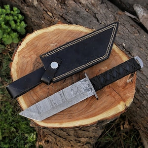 Damascus Handmade Tanto Knife for Birthday Gift for Lovers Katana style Wrapped handle with Sheath Hunting knife Gift for Him Handmade Gift - Premium best Happy Valentine Day gift from SCORPION KART - Just $66.19! Shop now at SCORPION KART