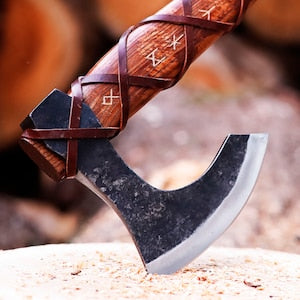 RAGNAR VIKING AXE Larp Forged Halloween Gift Camping Axe Christmas Gift with Rose Wood, Viking Bearded Nordic, Best Gift For Him lothbrok - Premium best Happy Valentine Day gift from SCORPION KART - Just $140! Shop now at SCORPION KART