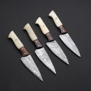 Handmade Damascus Steak Knife Set of 4 BBQ Knife, Table Steak Knife, Kitchen Knives, chef set, Camping Knife, father's gift Anniversary Gift - Premium best Happy Valentine Day gift from SCORPION KART - Just $114! Shop now at SCORPION KART