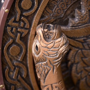 Carved Fenrir Shield Medieval Viking Shield & Axe Set, Viking Wall Art Decor, Viking Round Shield - Premium best Happy Valentine Day gift from SCORPION KART - Just $115.65! Shop now at SCORPION KART