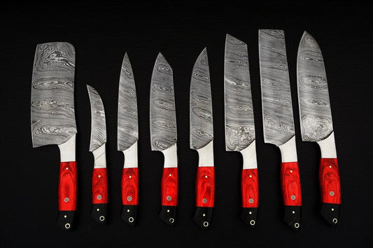 8 PCS Handmade Damascus Kitchen Knife Chef's Knife Set  kitchen knife/ Hunting Knife/ Bovie Knife/ With Corn /Handle Bone /Handle - Premium best Happy Valentine Day gift from SCORPION KART - Just $321.06! Shop now at SCORPION KART