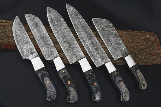 Top Qualty 5 PCS Handmade Damascus Kitchen Knife Chef's Knife Set With Forging On Blades kitchen knife - Premium best Happy Valentine Day gift from SCORPION KART - Just $160! Shop now at SCORPION KART
