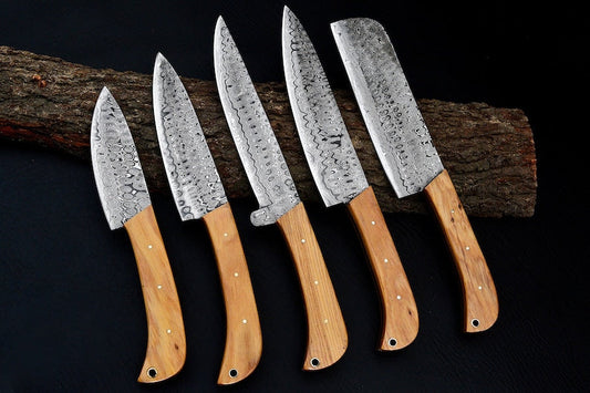 Top Qualty 5 Pcs Handmade Damascus Kitchen Knife Chef's knife set in Rain Drop Patren Best Gift For Wife Best Gift For Girlfriend - Premium best Happy Valentine Day gift from SCORPION KART - Just $145.92! Shop now at SCORPION KART