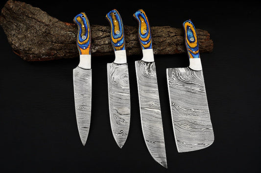 Top Qualty 4 PCS Handmade Damascus Kitchen Knife Chef's Knife Set kitchen knife - Premium best Happy Valentine Day gift from SCORPION KART - Just $127.43! Shop now at SCORPION KART