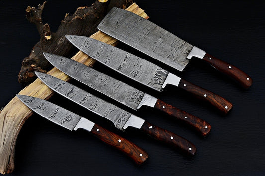 5 PCS Handmade Damascus Kitchen Knife Chef's Knife Set Best Anniversary Gift For Moters Day Birthday Gift Fathers day Gift - Premium best Happy Valentine Day gift from SCORPION KART - Just $228.84! Shop now at SCORPION KART