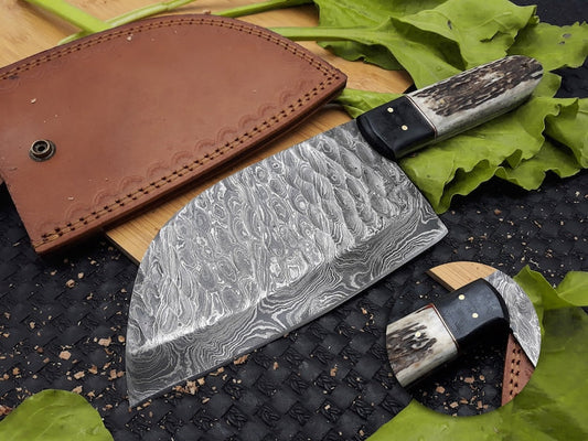 Damascus Cleaver Knife Hand Forged Serbian Knife Handmade Kitchen Chef Chopping Knife with Sheath and Wood Handle Best Gift for Butchers - Premium best Happy Valentine Day gift from SCORPION KART - Just $119.99! Shop now at SCORPION KART