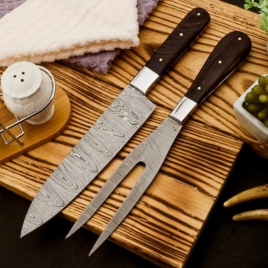 Handmade Damascus Steel Carving Knife Fork Set , Barbecue Roast Fork and Knife , BBQ Knife And Fork Set 2PC - Premium best Happy Valentine Day gift from SCORPION KART - Just $135.61! Shop now at SCORPION KART