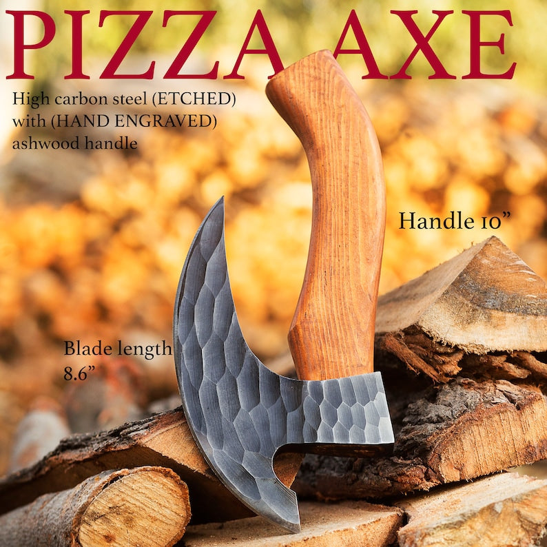 The Original custom hand forged pizza Axe , Viking pizza cutter axe , Viking Bearded Camping Axe, Royal Birthday & Anniversary Gift For Him - Premium best Happy Valentine Day gift from SCORPION KART - Just $85.10! Shop now at SCORPION KART