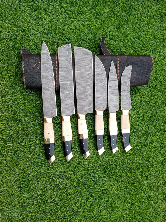 6 Pieces Handmade Damascus Kitchen Knife Set, Gift for Husband, Kitchen Knife, Grooms men Gift, Lover Gift, Gift, Gift for Dad - Premium best Happy Valentine Day gift from SCORPION KART - Just $203.73! Shop now at SCORPION KART