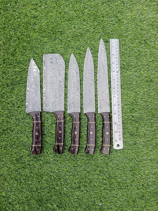 5 Pieces Custom Handmade Damascus Kitchen knife Set, Chef knife sets, Easter Gift, Valentines Gift, Grooms man Gift, Handmade Kitchen sets - Premium best Happy Valentine Day gift from SCORPION KART - Just $224! Shop now at SCORPION KART