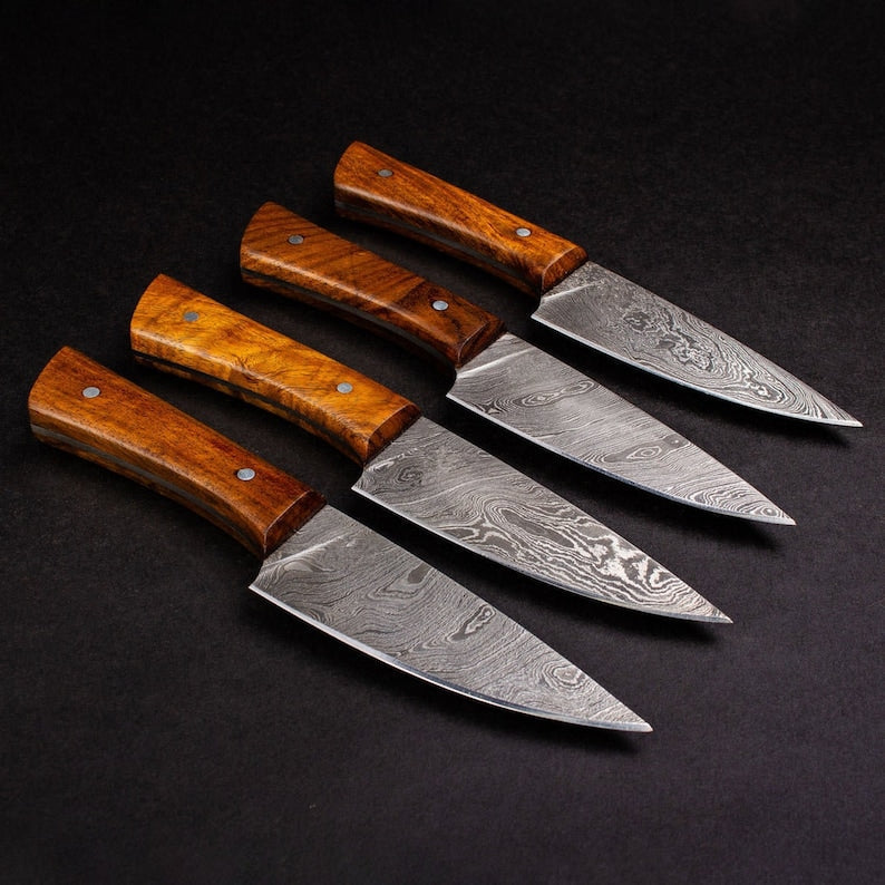 BBQ Steak Knives Set 4 pcs,Outdoor Steaks Knives, Damascus Steel Handmade Steak Knives, Chef Knife Set, Table Knives, Personalized Gift - Premium best Happy Valentine Day gift from SCORPION KART - Just $120! Shop now at SCORPION KART