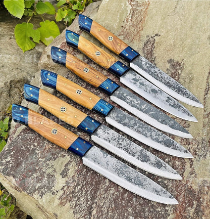 Steak Knives 6 Pcs , BBQ Grilling Steak Knives , Returant Steak Knives ,Custom Handmade Steak Knives , Independence day gift - Premium best Happy Valentine Day gift from SCORPION KART - Just $150! Shop now at SCORPION KART