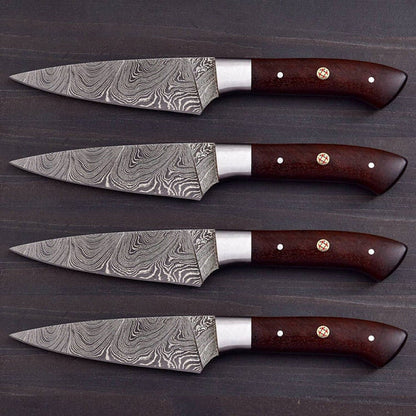 Handmade Damascus Steak Knife Set of 4 BBQ Knife, Table Steak Knife, Kitchen Knives, chef set, Camping Knife, father's gift Anniversary Gift - Premium best Happy Valentine Day gift from SCORPION KART - Just $129! Shop now at SCORPION KART