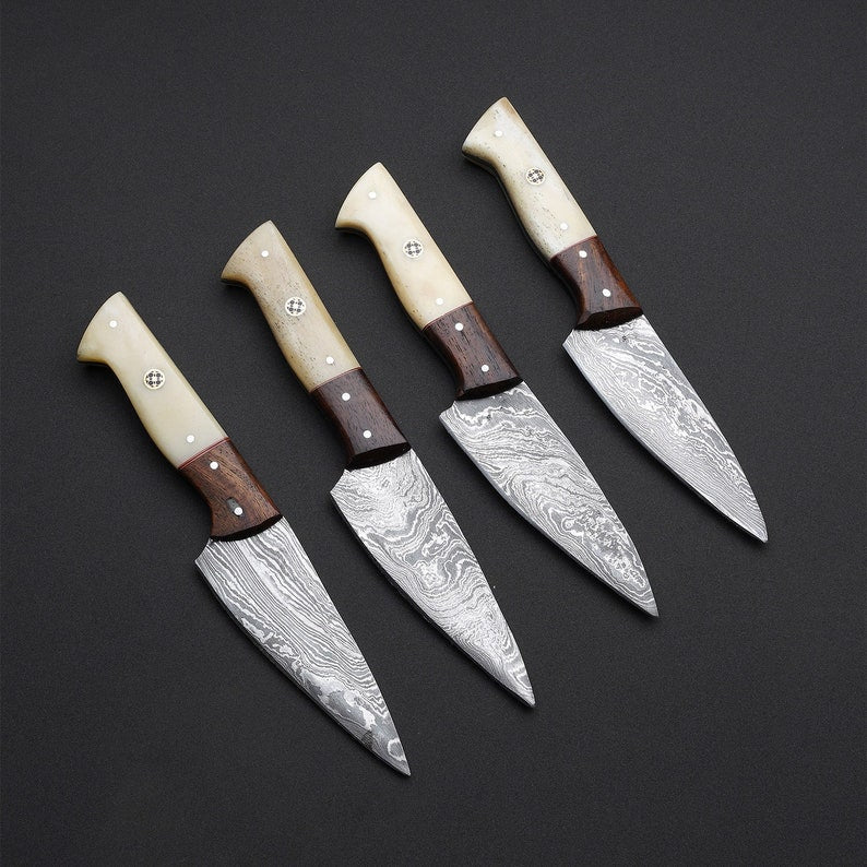 Handmade Damascus Steak Knife Set of 4 BBQ Knife, Table Steak Knife, Kitchen Knives, chef set, Camping Knife, father's gift Anniversary Gift - Premium best Happy Valentine Day gift from SCORPION KART - Just $129! Shop now at SCORPION KART